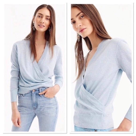 J. Crew Tops - J.Crew Lurex Faux Wrap sweater size small